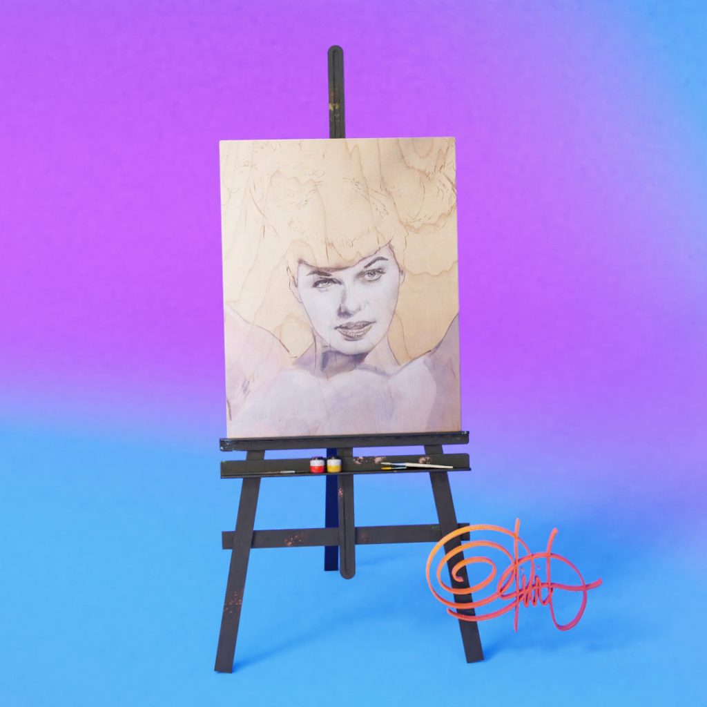 Bettie Page Painting Through Artist Eyes in 3D