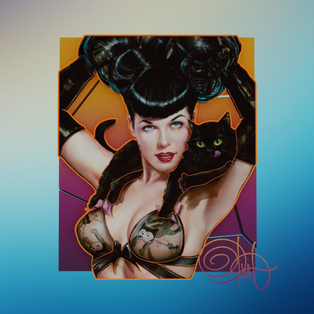 Stylized Bettie Page 'Irving Claws' Painted by Olivia